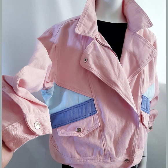 Forever 21 Jackets & Blazers - Forever 2+🎀Retro Pink Colorblock Big Pocket Denim Jacket